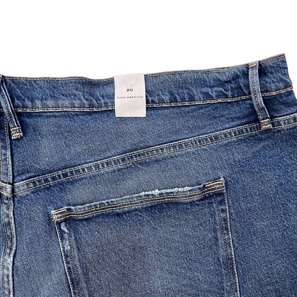 Good American Good 90’s Denim Cut Off Shorts Size 20 High Waisted Raw Hem - Picture 10 of 12